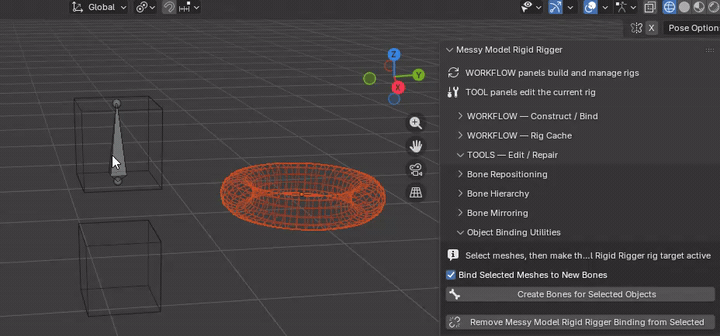 MMRR demonstration: Create Bones for Selected Objects