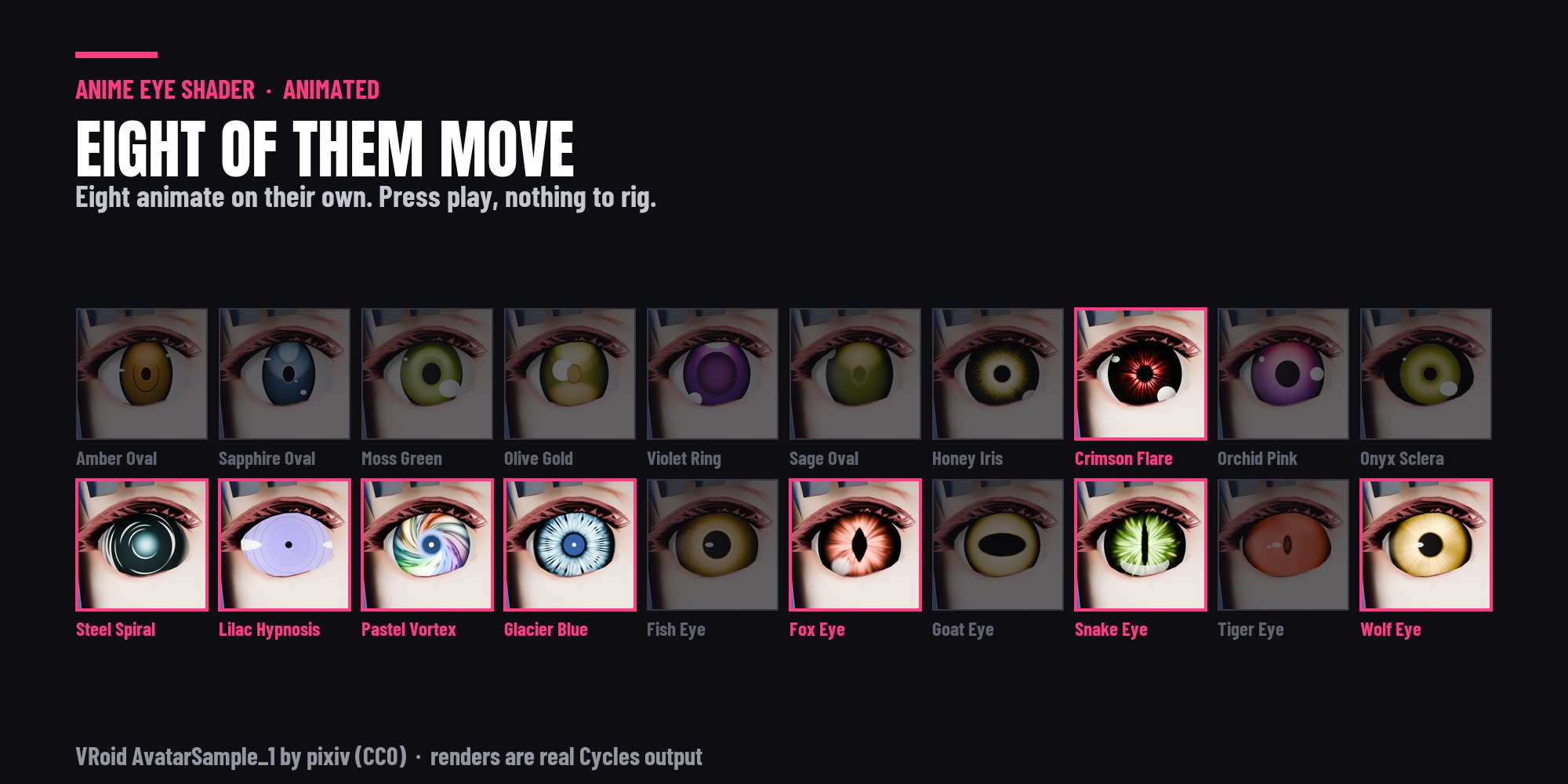 The 8 eye shaders that animate on their own