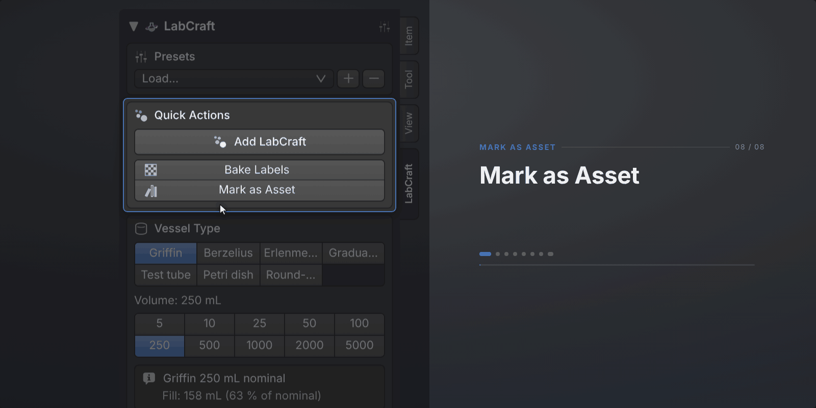 Screen recording: Mark as Asset