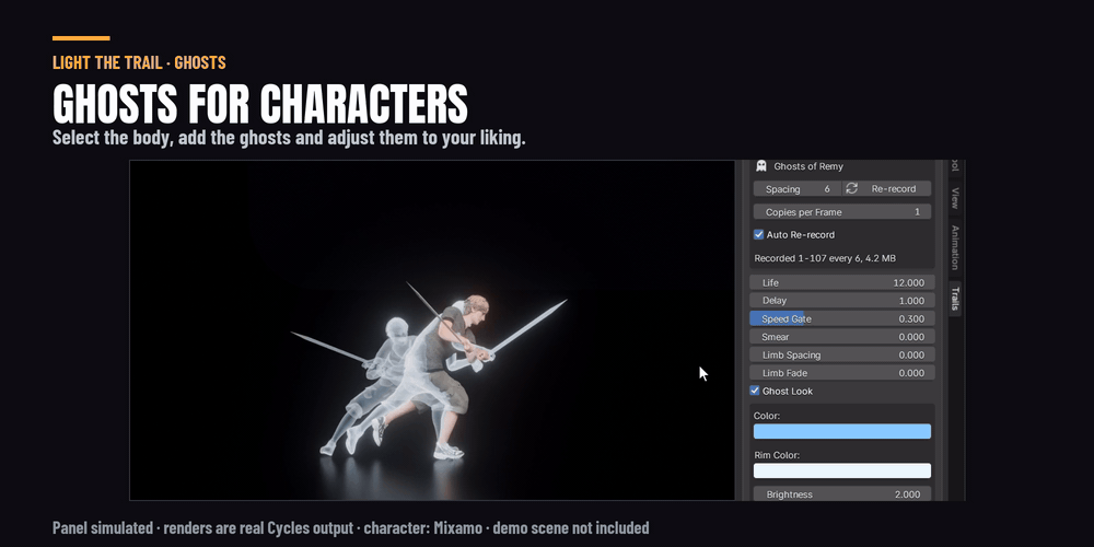 Ghosts on a character