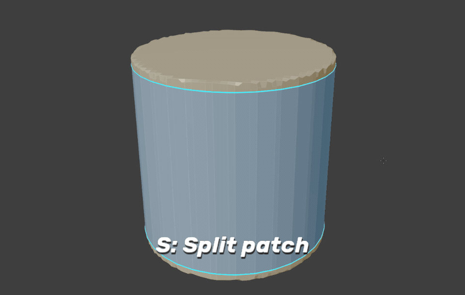 S separates a patch; X deletes a patch.