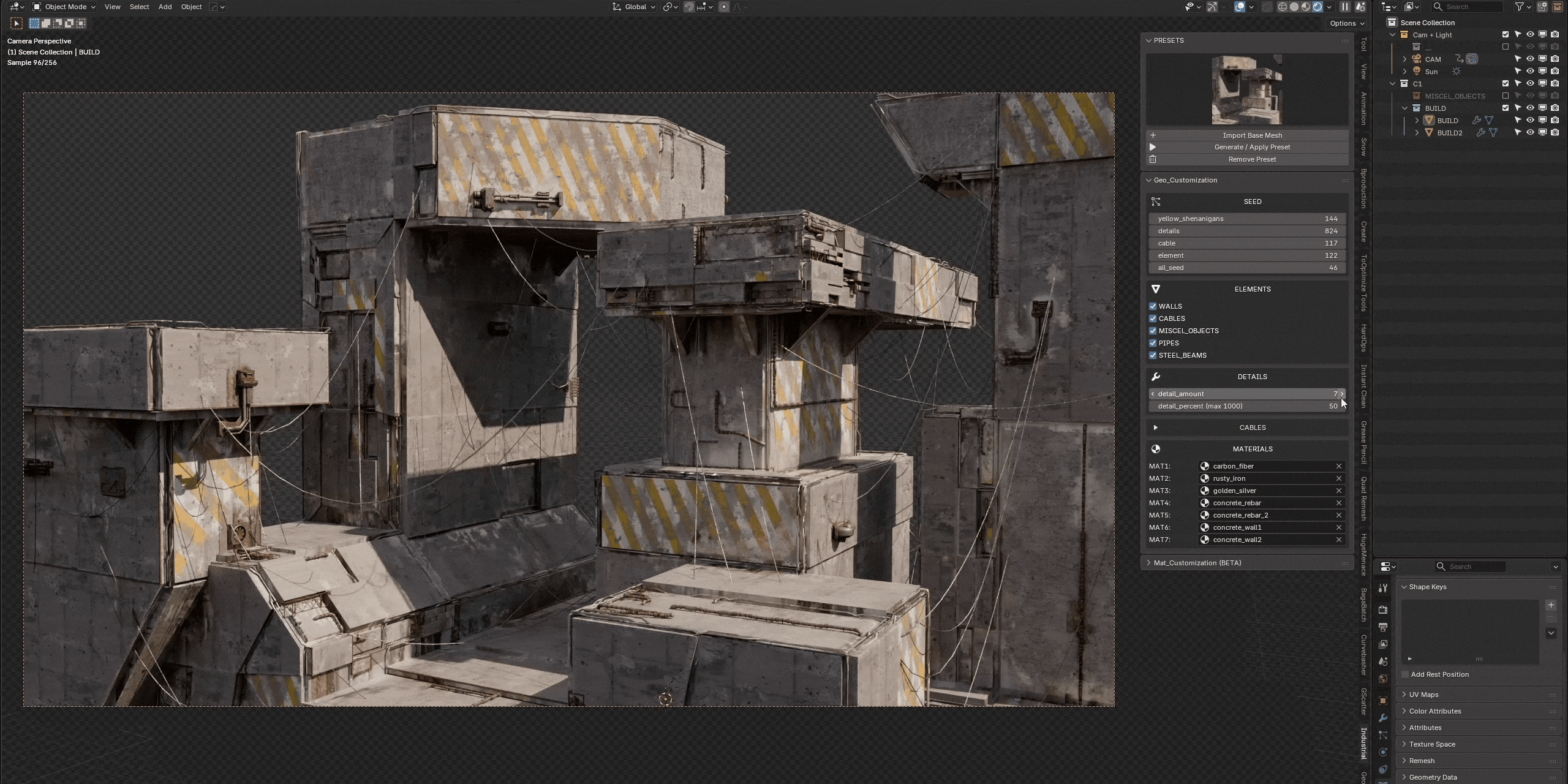 Industrial Procedural Building Generator controls