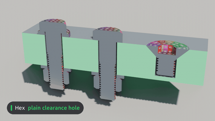 Cutaway: hole changes with the head