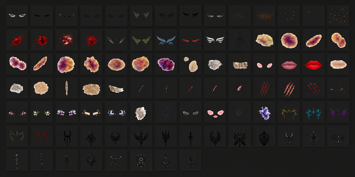 100 body and face decal examples from the optional GoE Decals Pack