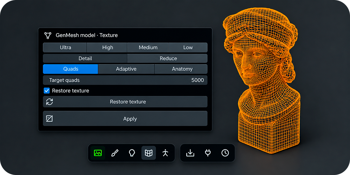 GenMesh mesh refinement and retopology