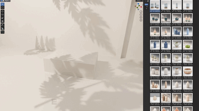 Speed-up demonstration of the decorative vase Blender Asset Library workflow