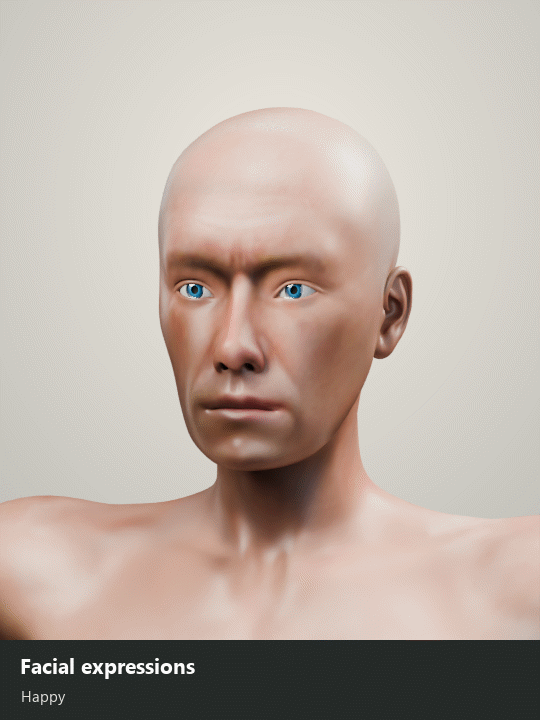 Male expressions with adjustable intensity