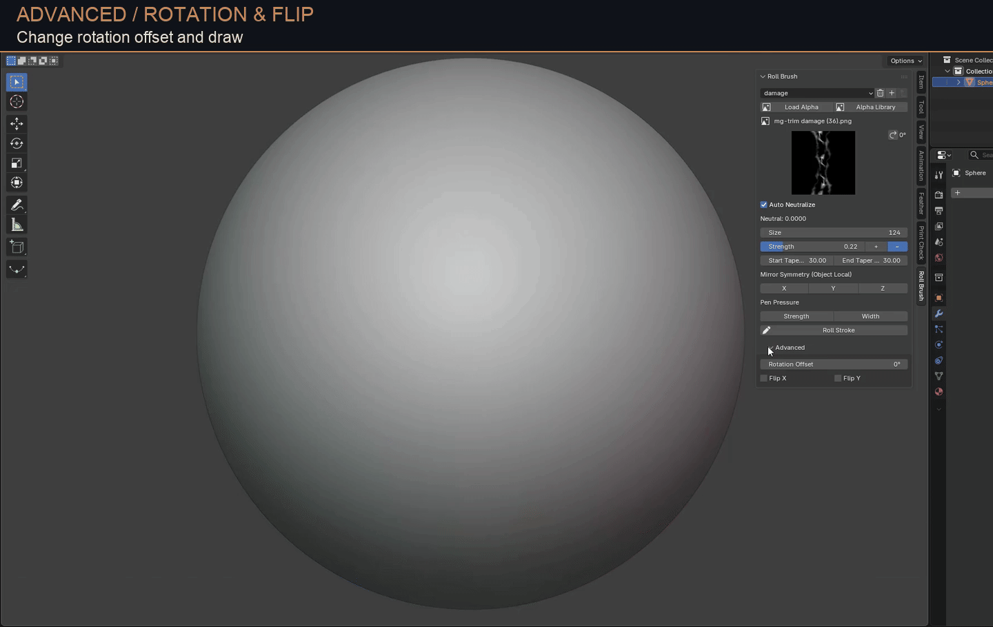 Rotate and flip an alpha pattern in Roll Brush