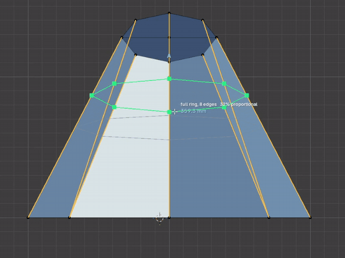 A distance of 125 mm is typed and the loop cut is held at that exact distance on every edge of the ring; as it slides, the readout goes from 11% parallel to 89% parallel and the reference letter switches to the nearer side loop