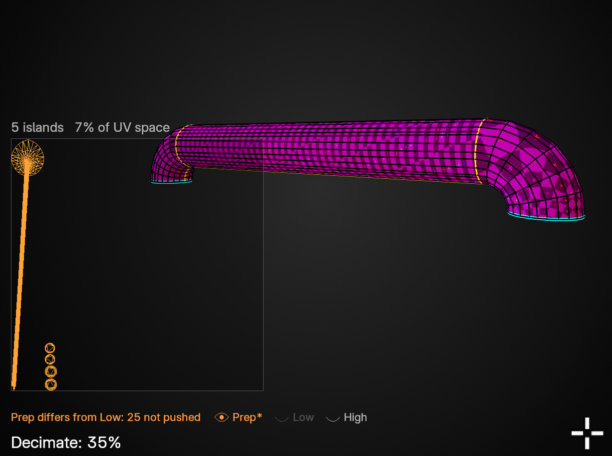 N-Gone Pro UV modifier adding seams on a hard surface mesh