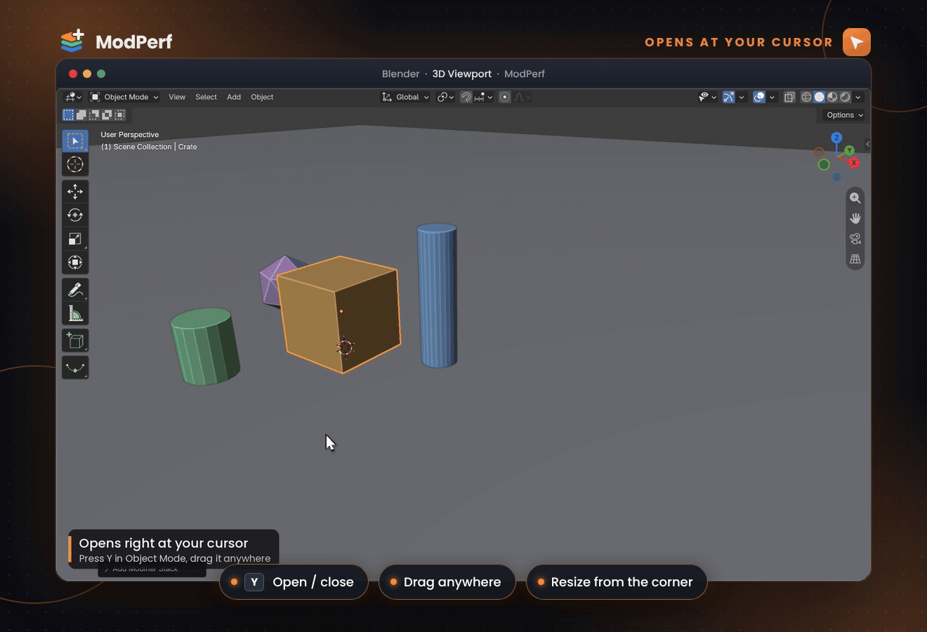 Opening ModPerf at the cursor