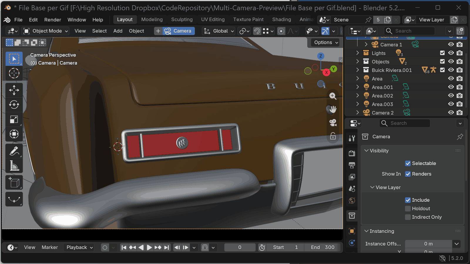 Edit camera values live from the integrated Inspector