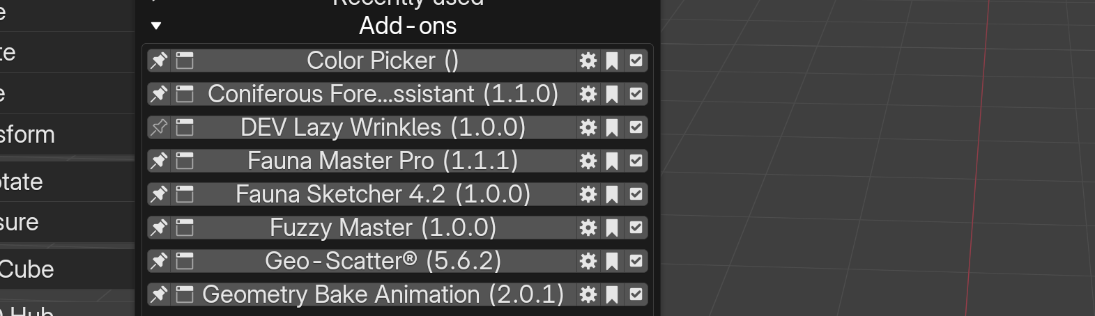 Addons section