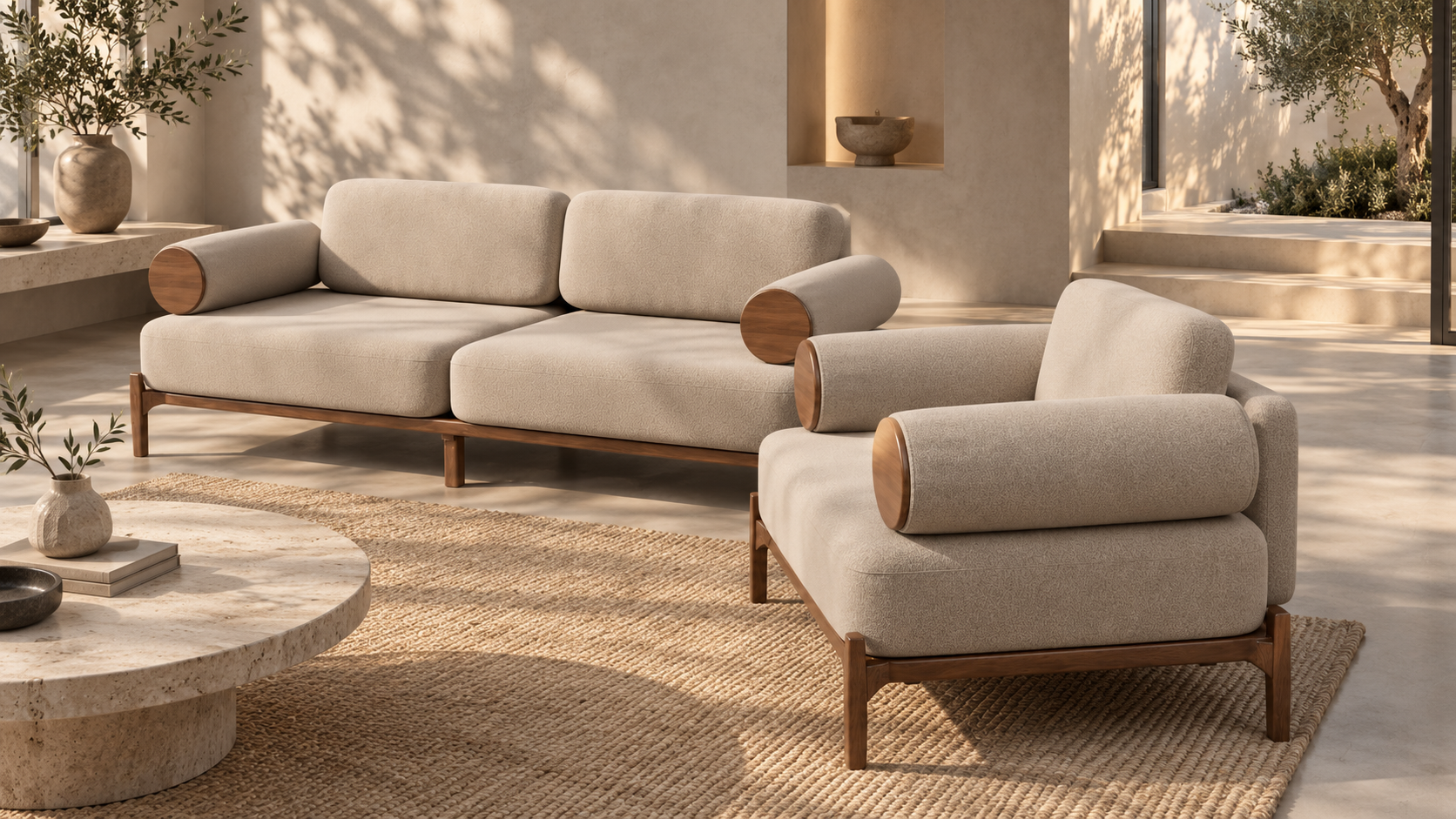 Sofa and armchair architectural visualization