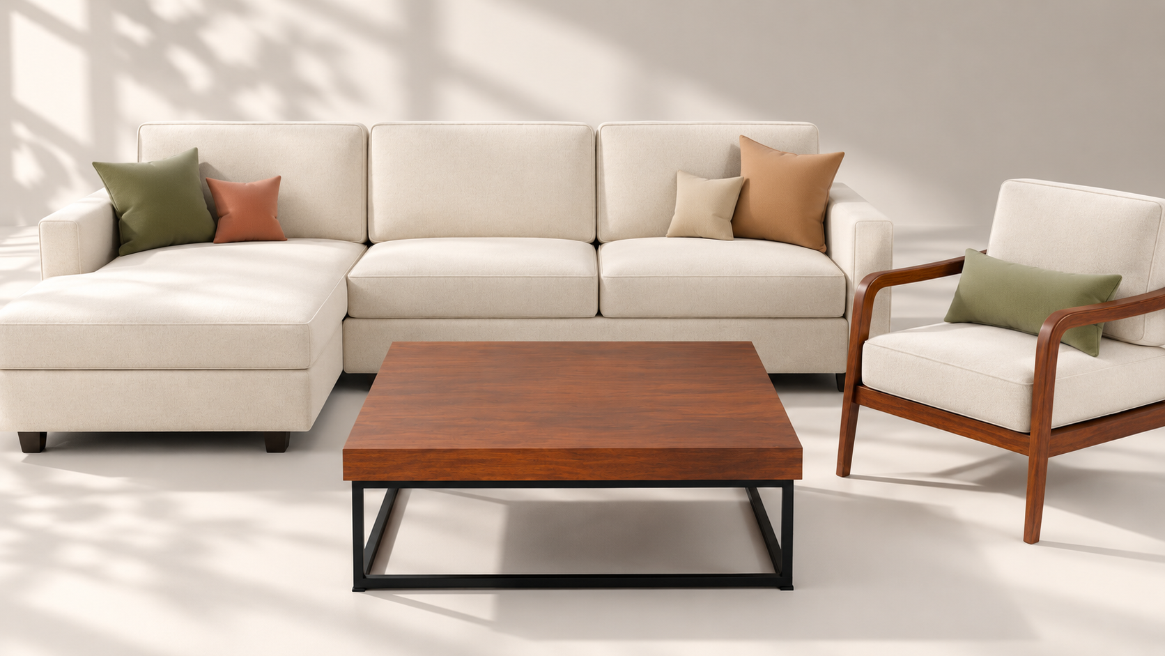 Living room furniture set clean studio render