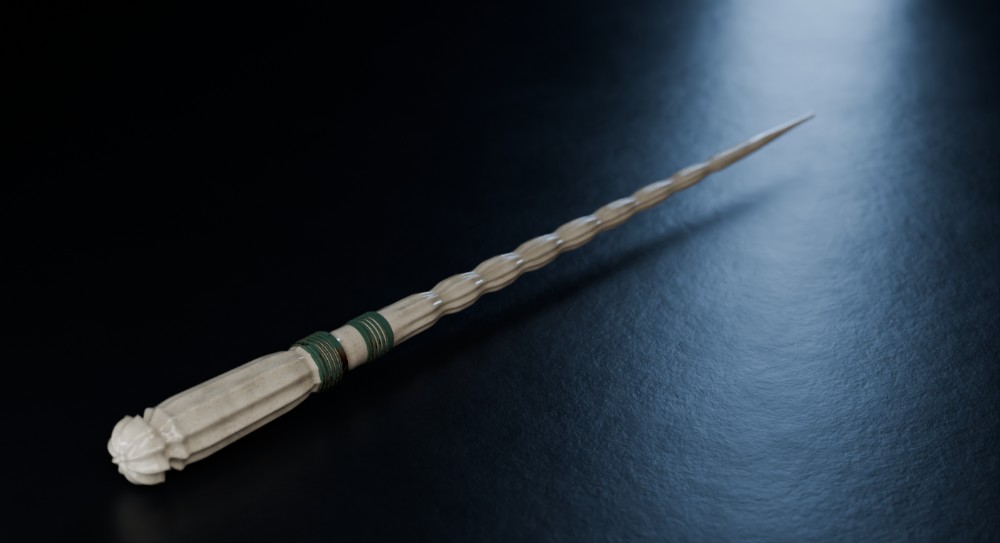 Master: Bone, verdigris filigree, flutes. A wand from Wand Pro Generator