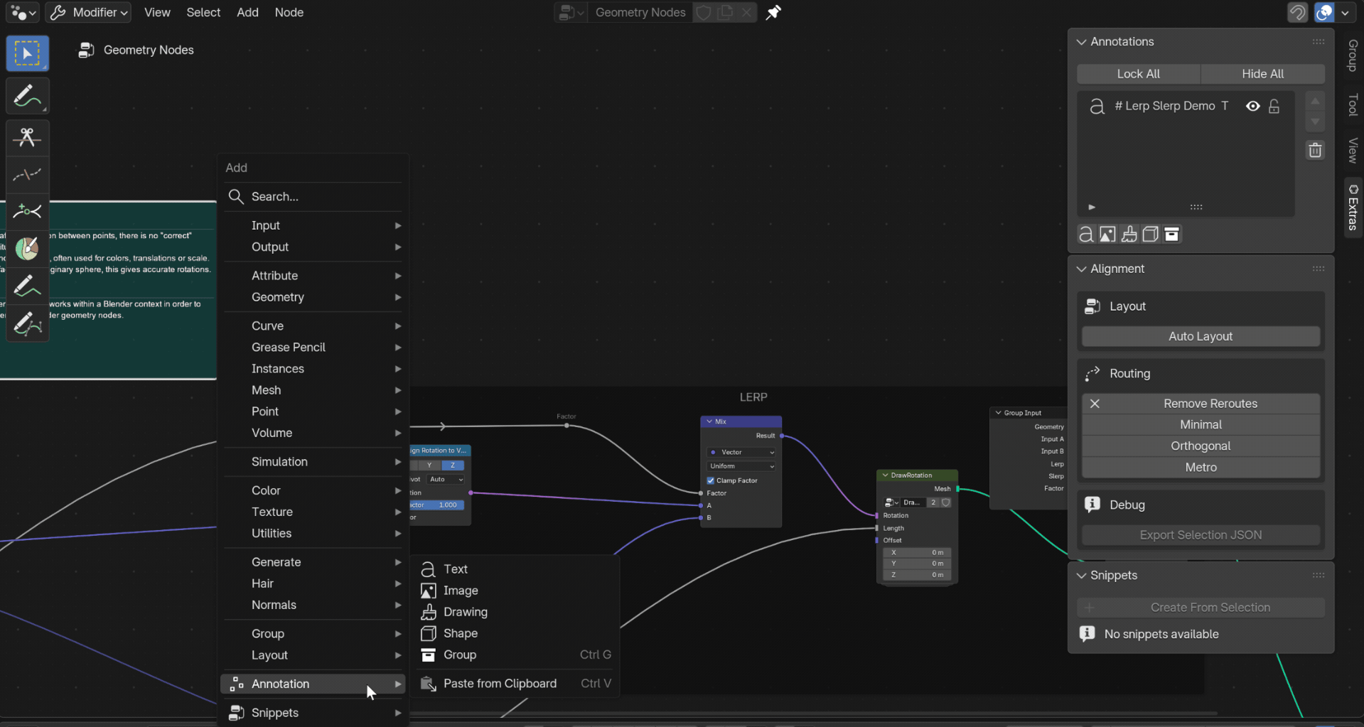Annotations in the Blender node editor
