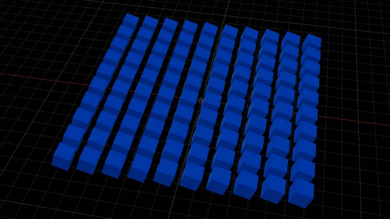 A grid of cubes with the gradient preview sweeping across