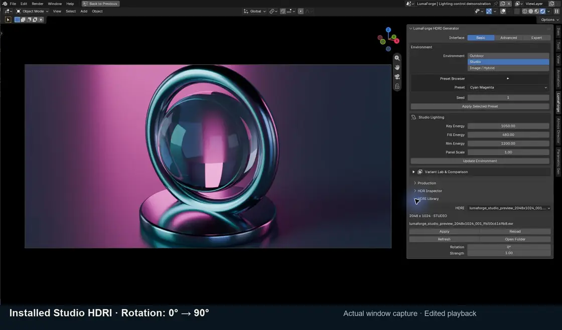 02 studio reflections — edited loop recorded in Blender