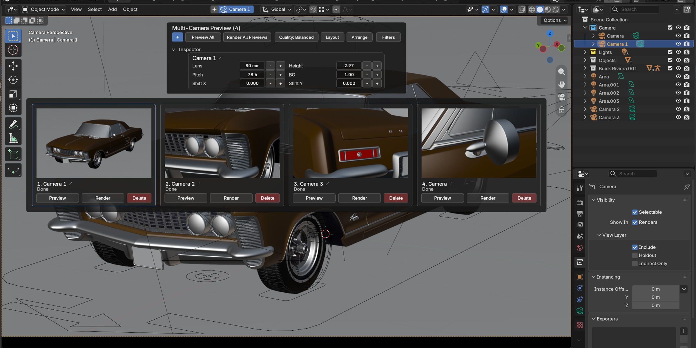 Integrated camera Inspector with live controls