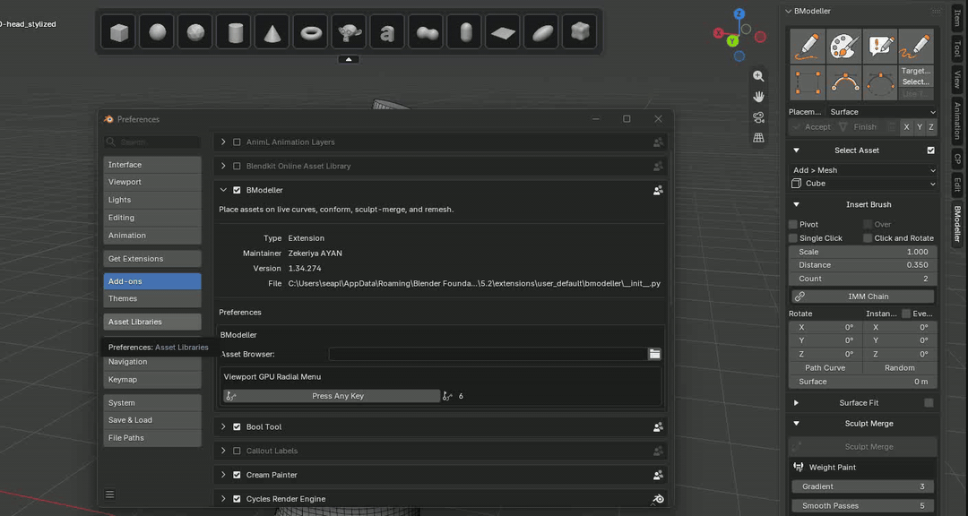 BModeller: Asset Browser source