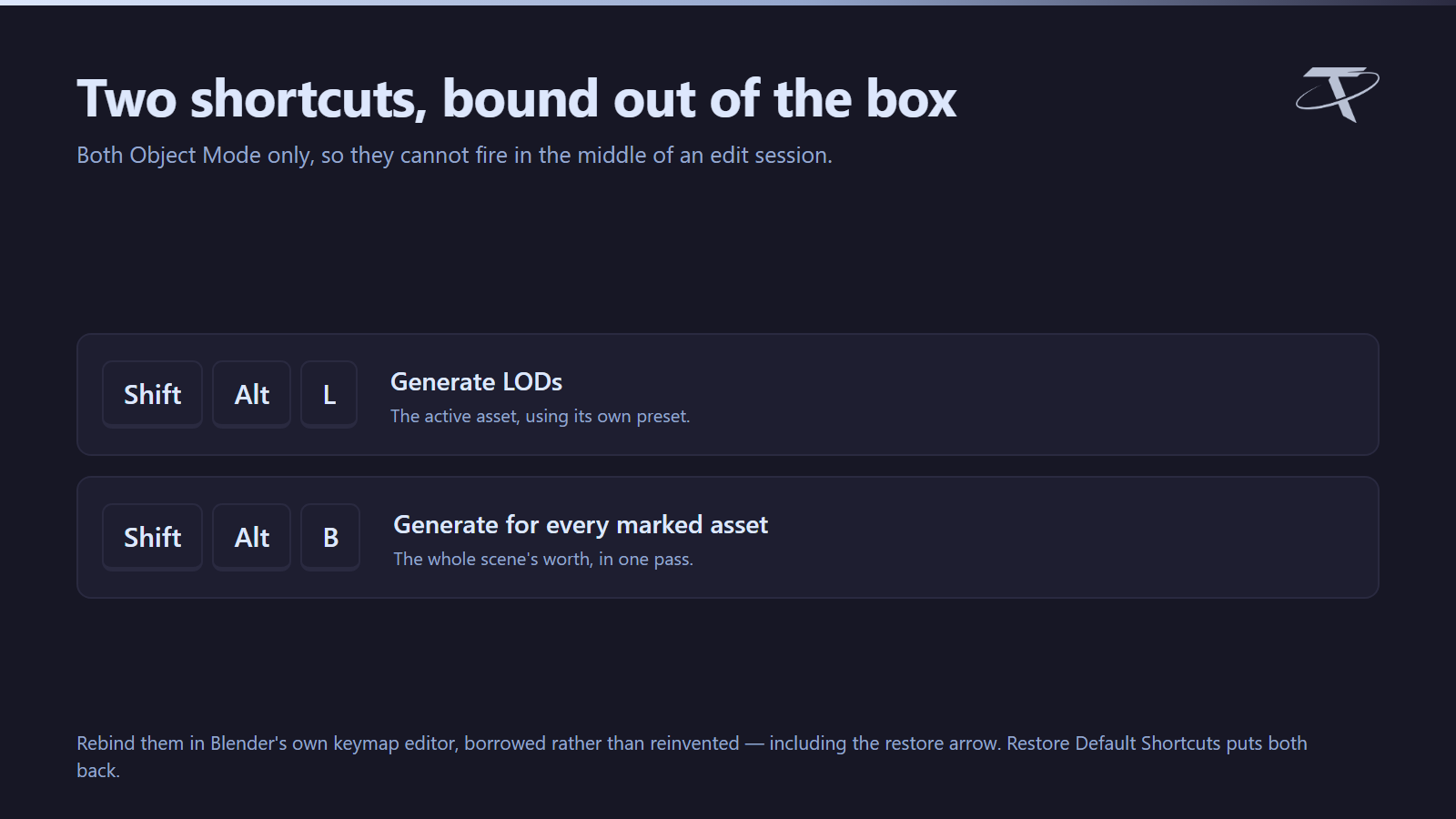 Shortcuts that ship bound
