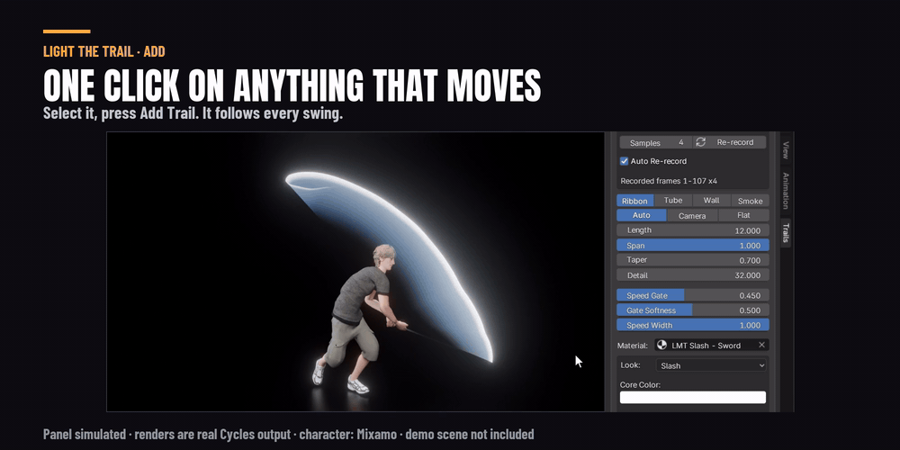 Add Trail records the motion once