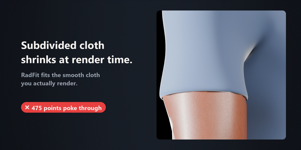 A subdivided sleeve: skin poking through, then fitted