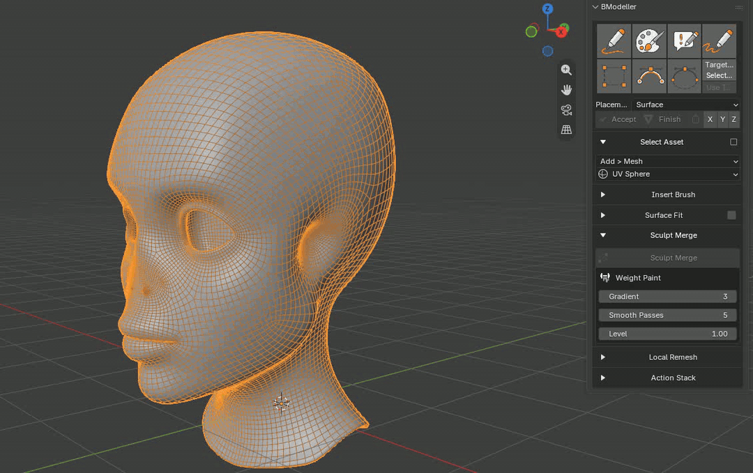 BModeller: Sculpt Merge and Weight Paint
