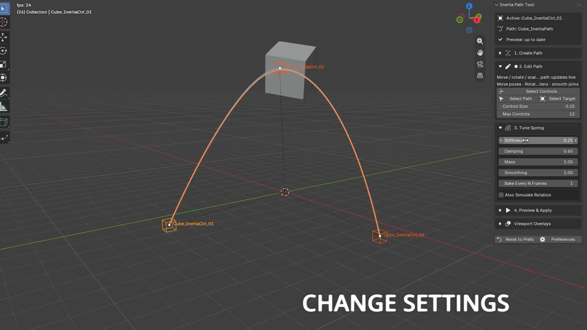 Inertia — live spring preview with blue target and orange result trails