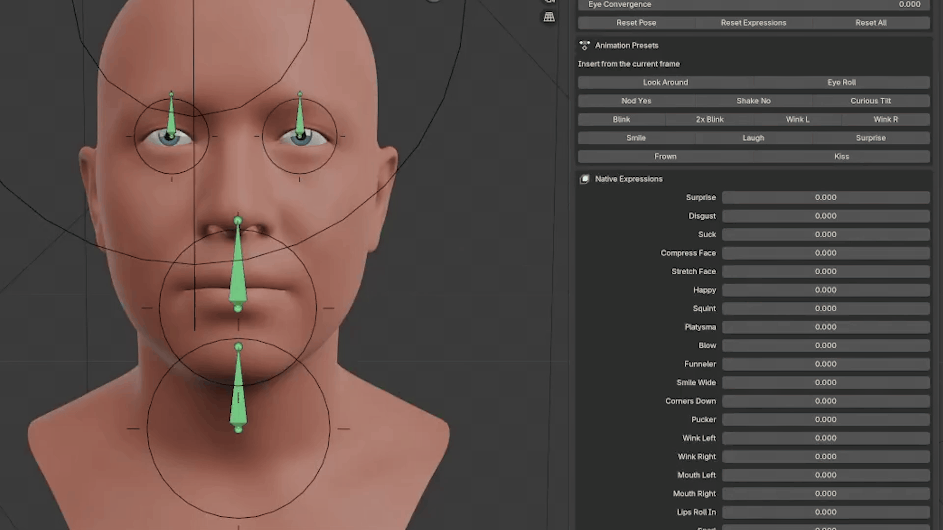 Baking and animating a generated human head in Blender