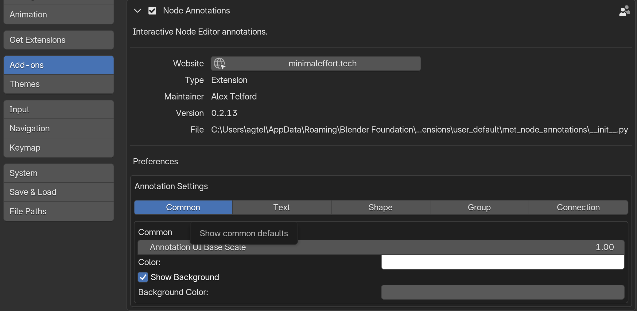 User preferences for Node Graph Extras