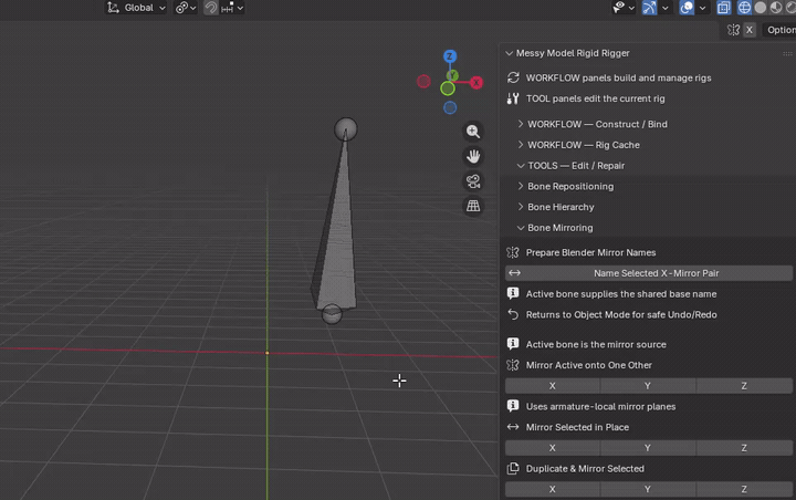 MMRR demonstration: Mirror Selected in Place - X / Y / Z