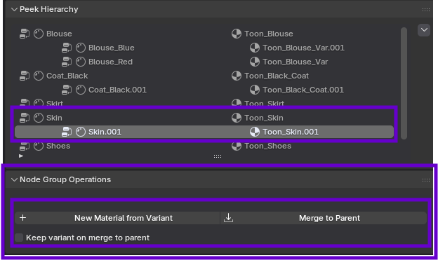 Variant Material Selected