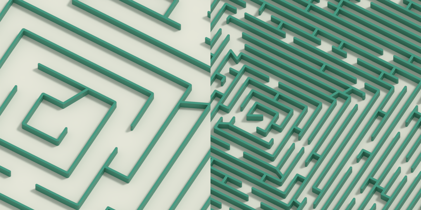 Sparse and dense maze layouts