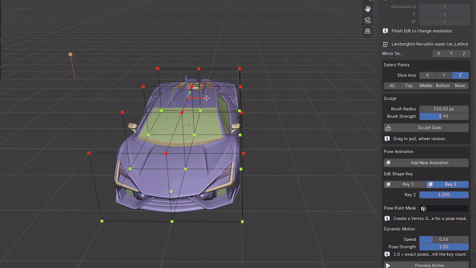 Live pose animation preview in the viewport