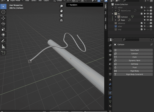 Collision and cloth physics preview in Armacurve