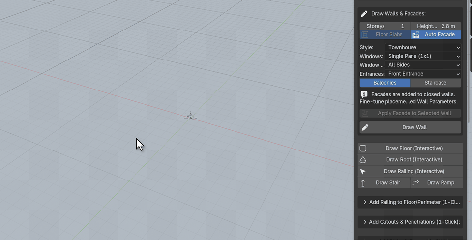 ArchBuilder click-to-draw walls with live dimensions