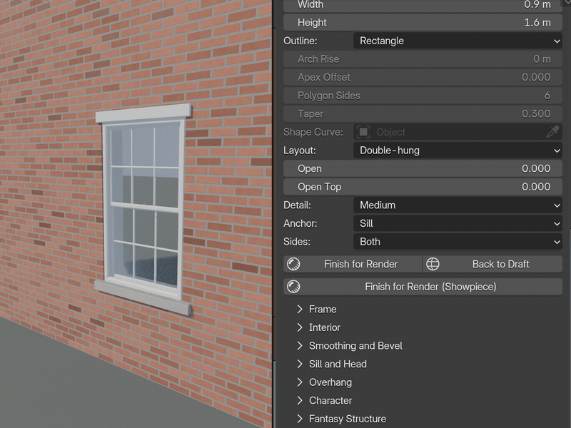 Opening and layouts of a window in the Fenestra panel