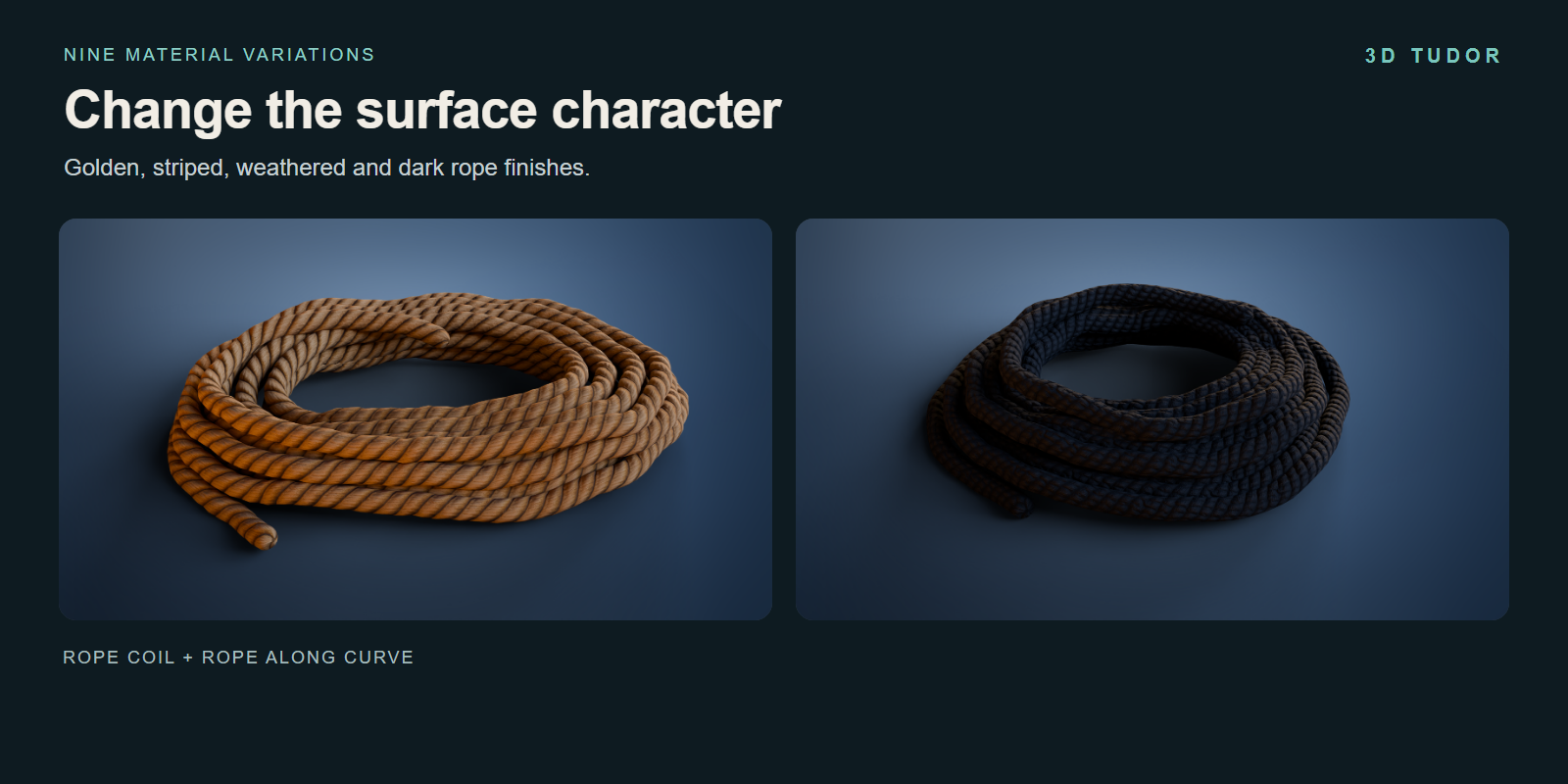 Tan oval rope coil and compact navy rope coil rendered side by side.