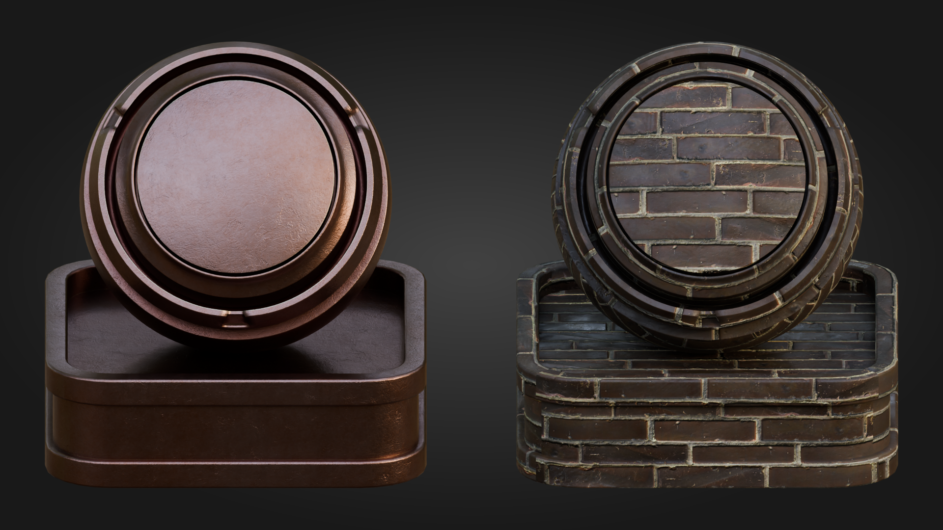 Warm plaster and brick shader preview for Blender 5 Cycles