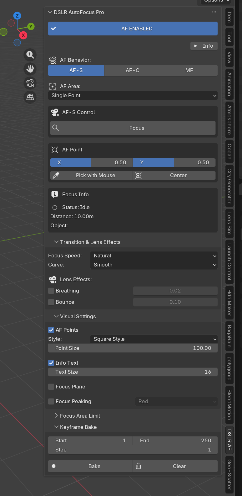 AF-S Single Point panel UI