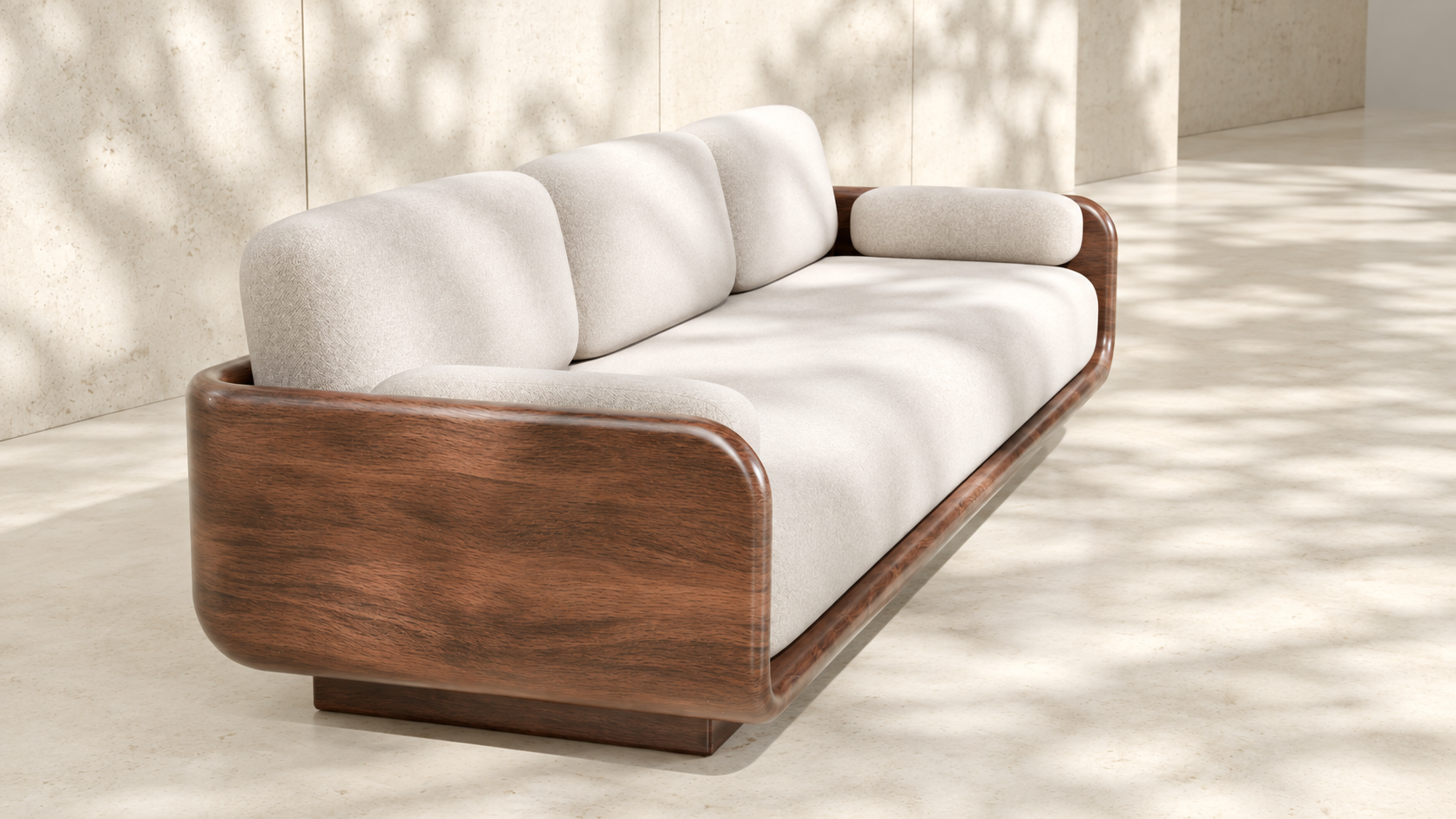 Wood frame armchair studio view