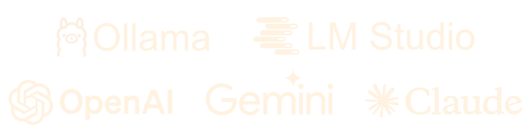Ollama, LM Studio, OpenAI, Gemini and Claude