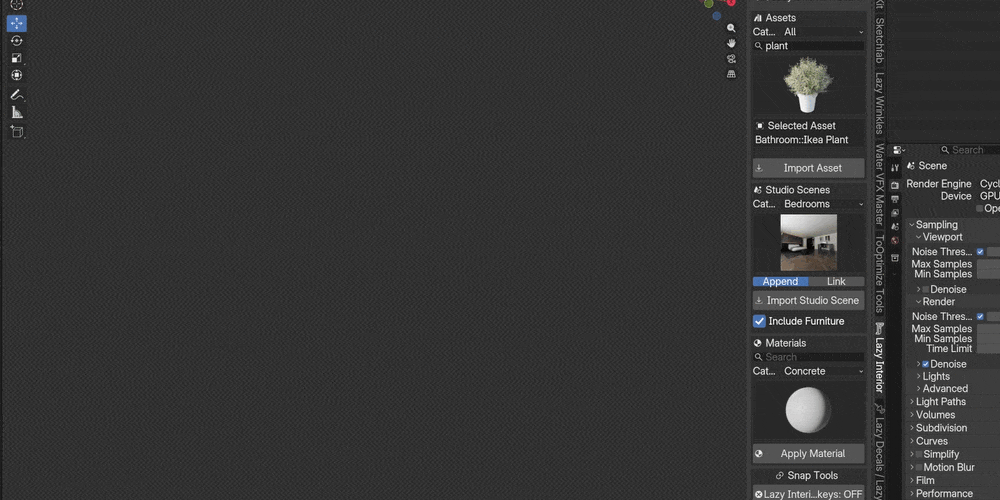 Scene import by category