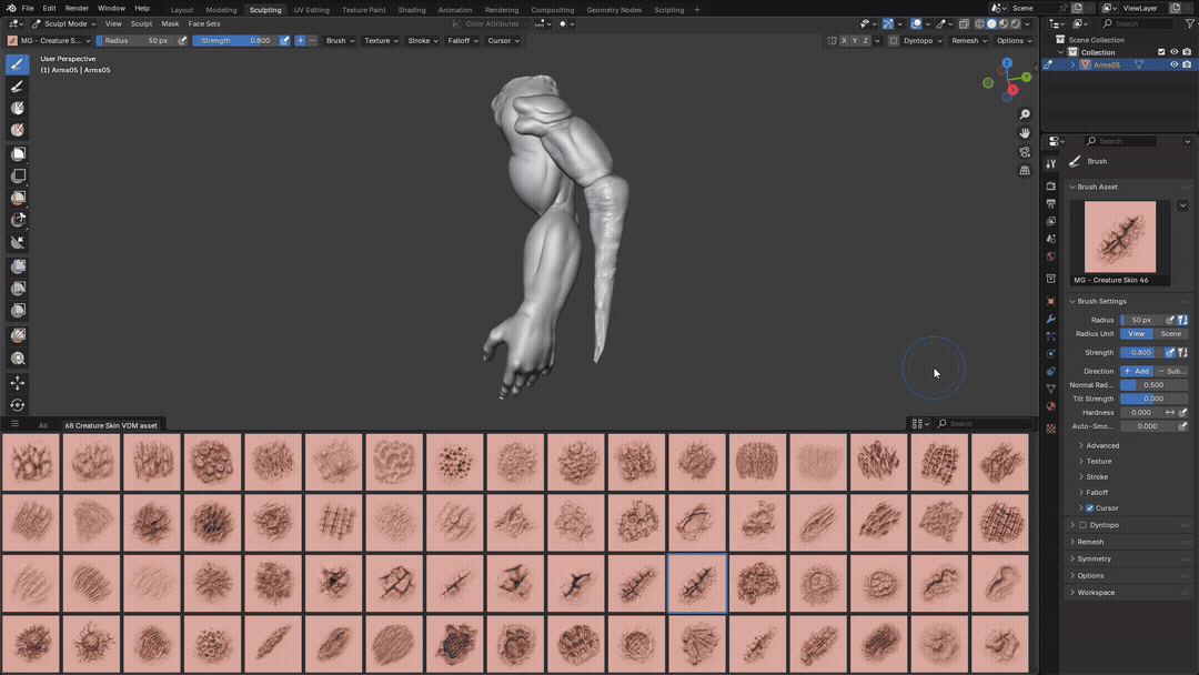 68 Creature Skin VDM Brush & Alpha - Vol09