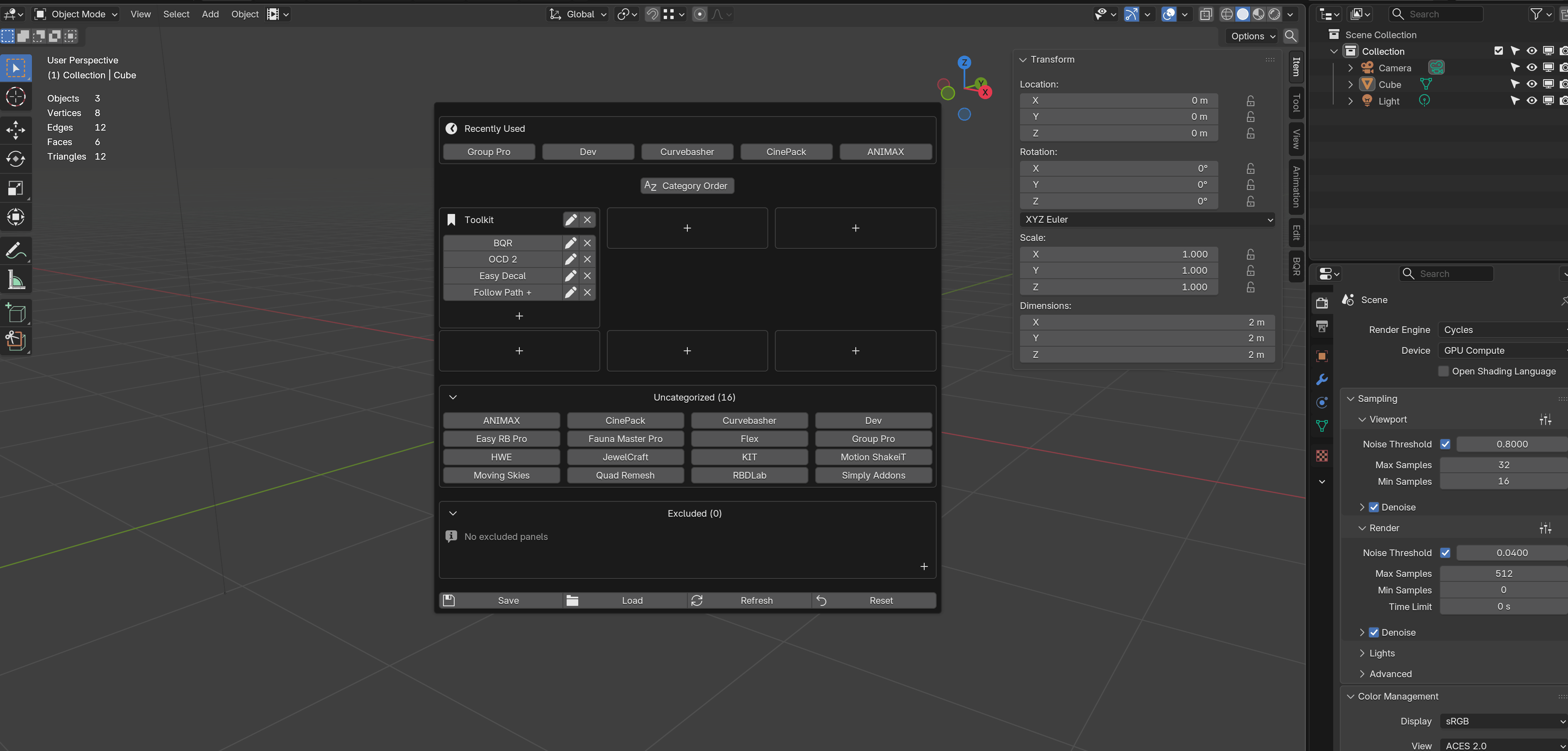Creating custom groups for third-party Blender sidebar panels