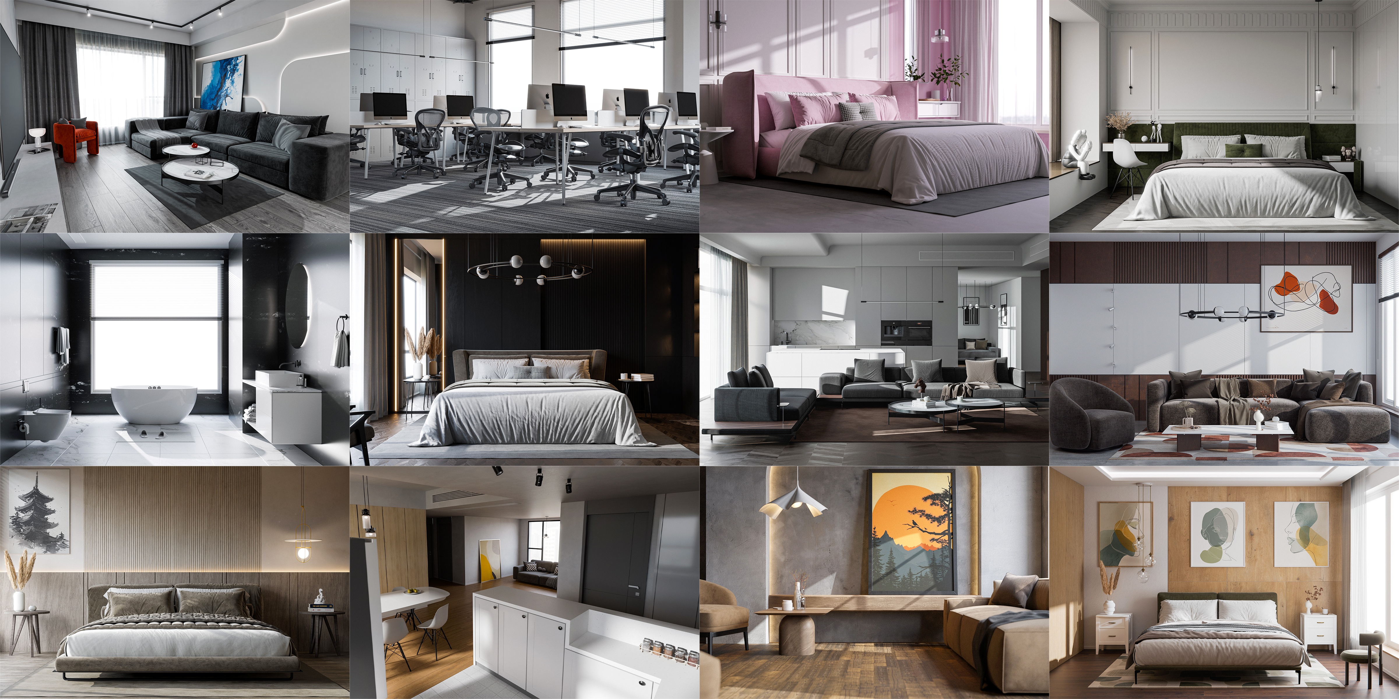 Interior render using collection materials
