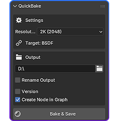 Quick Bake interface