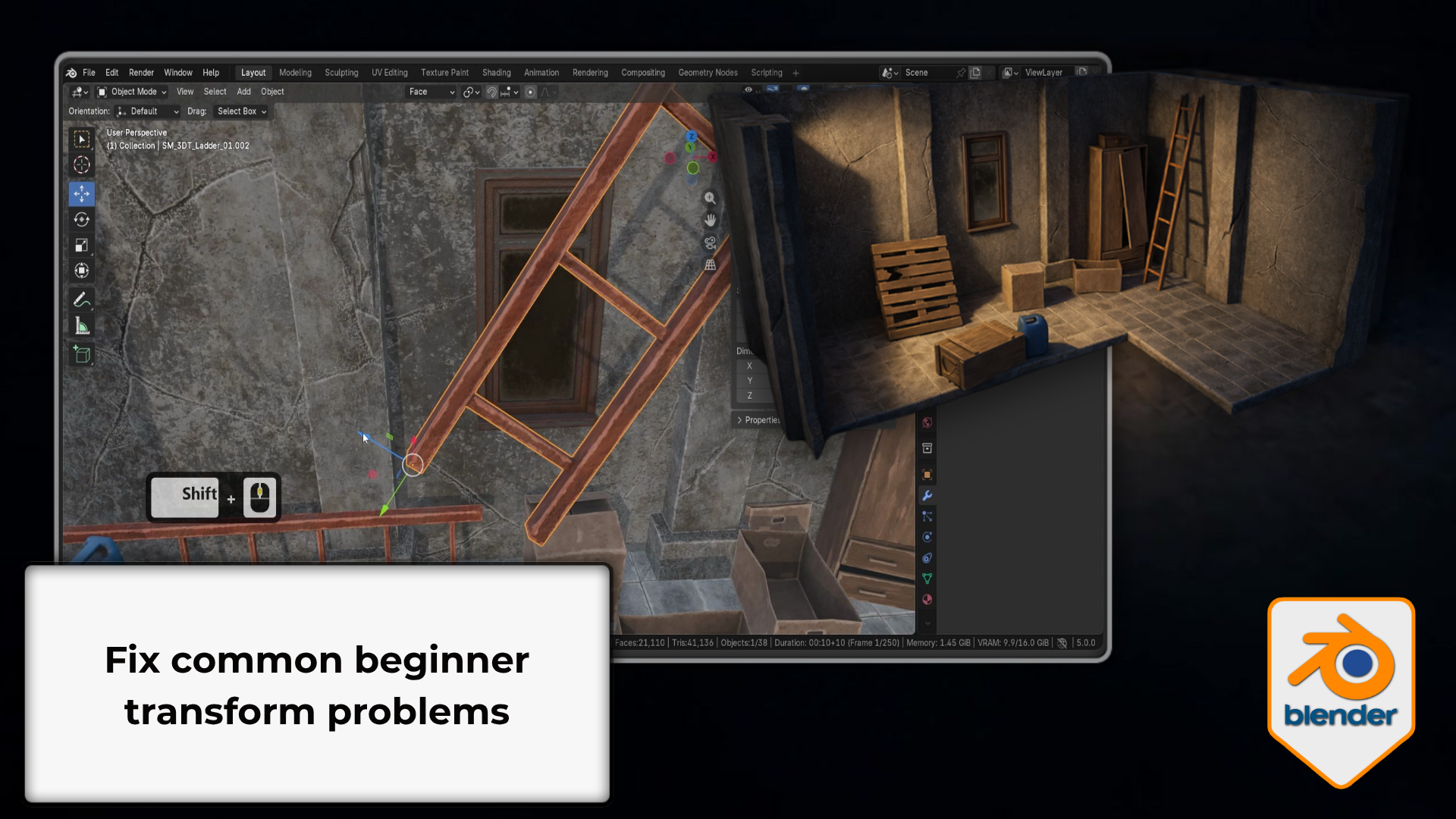 Fixing transform problems in Blender including offset origins negative scale and Mirror Modifier